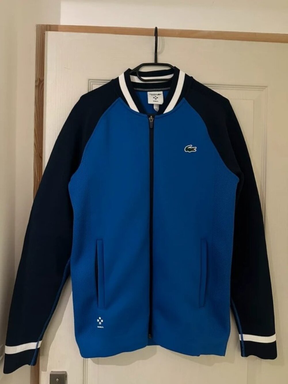 Lacoste Sport Men's Blue Navy Full Zip Track Jacket Bomber Style – Size M